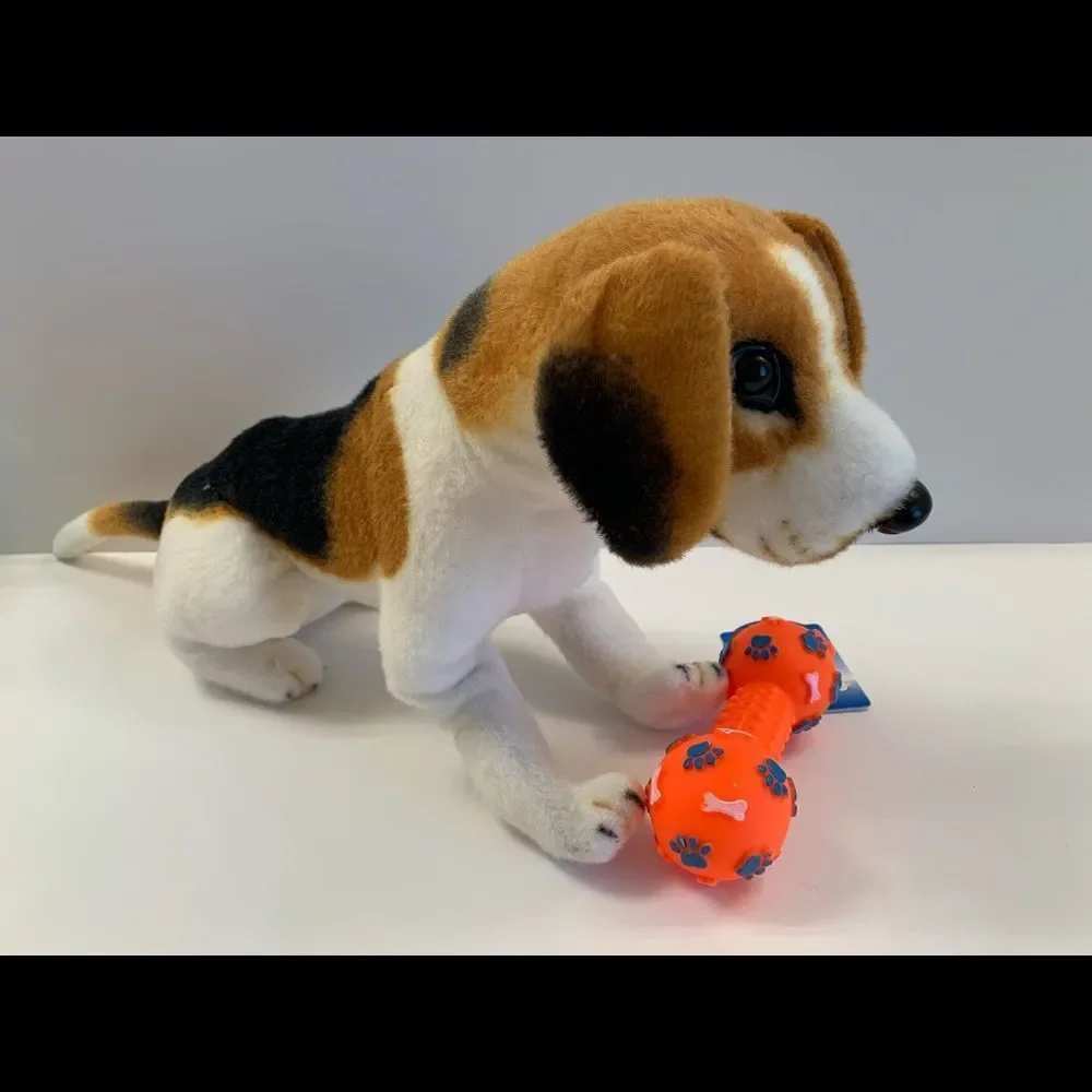 Pet- Squeaky Toy- Dumbbell W/ Paw Prints - Various Colors